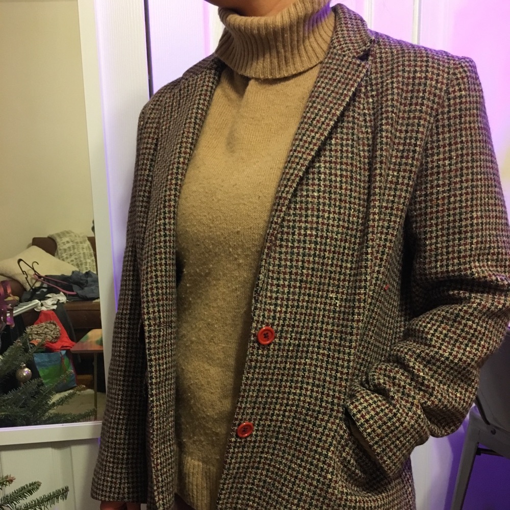 Vintage Wool Houndstooth Blazer